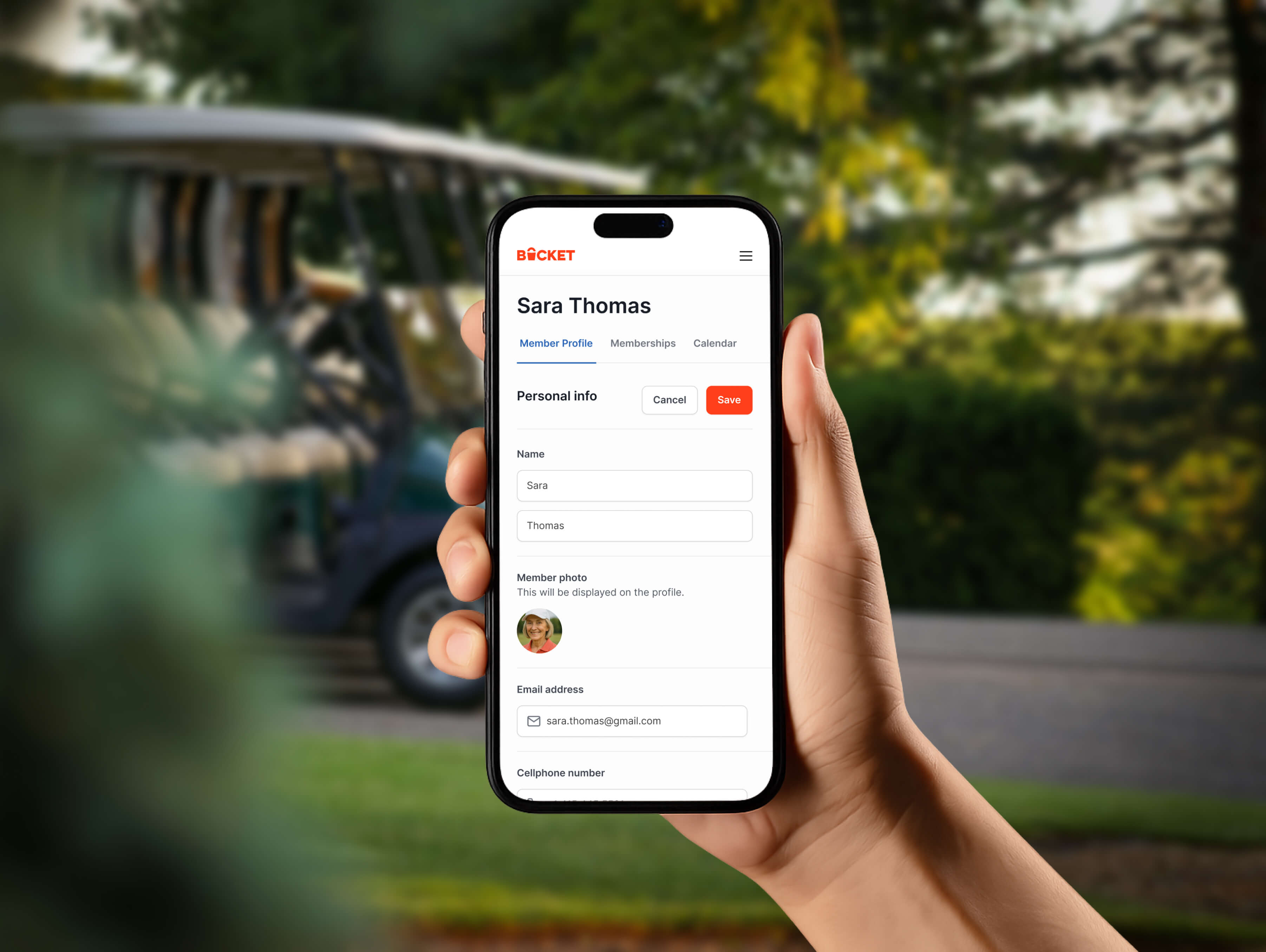 Member profile on a phone